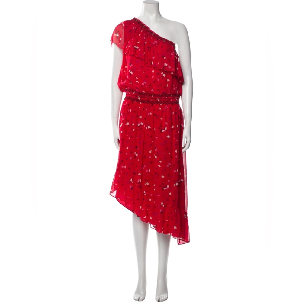 Joie Size L Hafsa One-Shoulder Asymmetrical Midi Dress